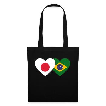 Japon Brésil Flag Heart - Sac en tissu - noir - Devant