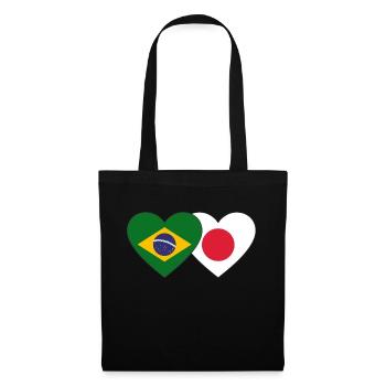 Brésil Japon Flag Heart - Sac en tissu - noir - Devant
