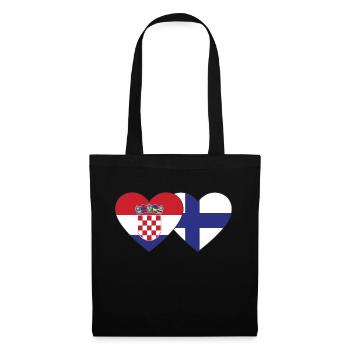 Croatie Finlande Flag Coeur - Sac en tissu - noir - Devant