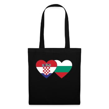 Kroatien Bulgarien Flagge Herz - Stoffbeutel - Schwarz - Vorne