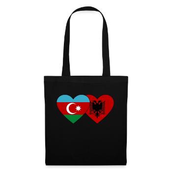 Azerbaijan Albania Flag Heart - Tote Bag - black - Front