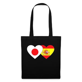 Japan Spanien Flagge Herz - Stoffbeutel - Schwarz - Vorne