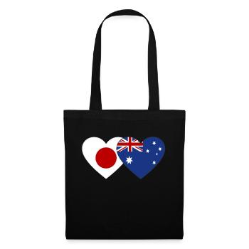 Japan Australien Flagge Herz - Stoffbeutel - Schwarz - Vorne