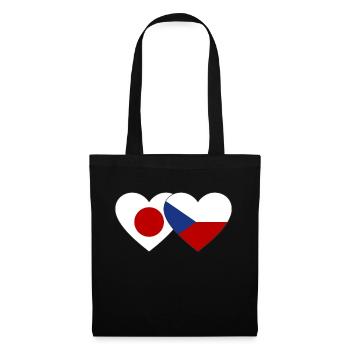 Japon République tchèque Flag Heart - Sac en tissu - noir - Devant