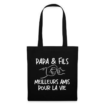 Papa Et Fils Meilleurs Amis Pour La Vie - Sac en tissu - noir - Devant