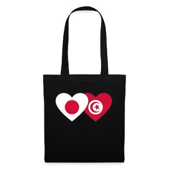 Japan Tunisia Flag Heart - Tote Bag - black - Front