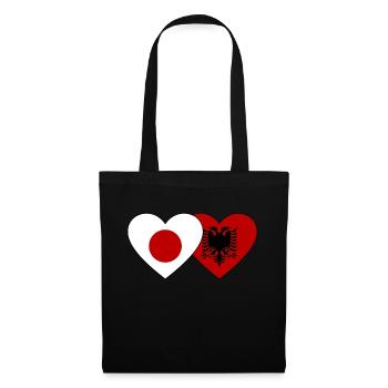 Japan Albania Flag Heart - Tote Bag - black - Front