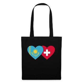 Kazakhstan Suisse Flag Coeur - Sac en tissu - noir - Devant