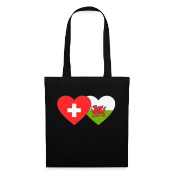 Switzerland Wales Flag Heart - Tote Bag - black - Front