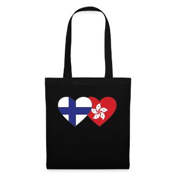 Finland Hong Kong Flag Heart - Tote Bag - black - Front