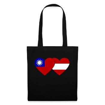 Taïwan Autriche Flag Heart - Sac en tissu - noir - Devant