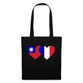 Taiwan France Flag Heart - Sac en tissu - noir - Devant