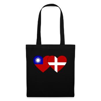 Taiwan Danemark Flag Heart - Sac en tissu - noir - Devant