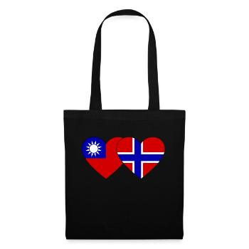 Taïwan Norvège Flag Heart - Sac en tissu - noir - Devant