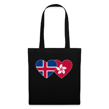Iceland Hong Kong Flag Heart - Tote Bag - black - Front