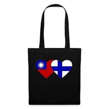 Taiwan Finnland Flagge Herz - Stoffbeutel - Schwarz - Vorne