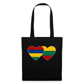 Mauritius Lithuania Flag Heart - Tote Bag - black - Front
