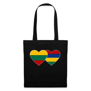 Lithuania Mauritius Flag Heart - Tote Bag - black - Front