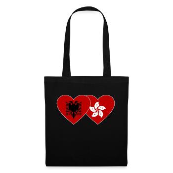 Albania Hong Kong Flag Heart - Tote Bag - black - Front