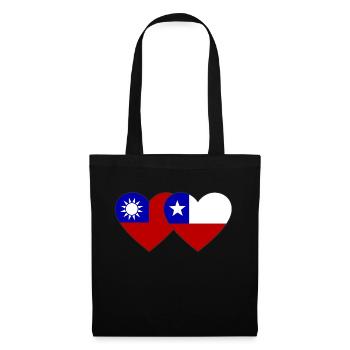 Taiwan Chile Flagge Herz - Stoffbeutel - Schwarz - Vorne