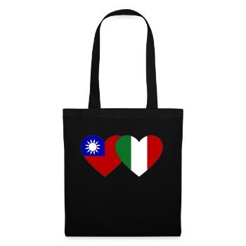 Taiwan Italy Flag Heart - Tote Bag - black - Front