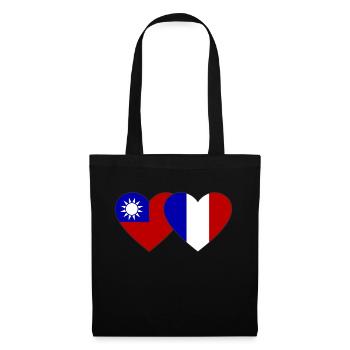 Taiwan France Flag Heart - Sac en tissu - noir - Devant