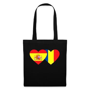 Spain Romania Flag Heart - Tote Bag - black - Front