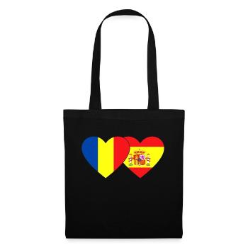 Rumänien Spanien Flagge Herz - Stoffbeutel - Schwarz - Vorne