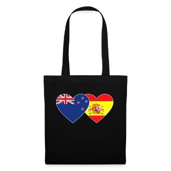New Zealand Spain Flag Heart - Tote Bag - black - Front