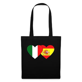 Italie Espagne Flag Coeur - Sac en tissu - noir - Devant