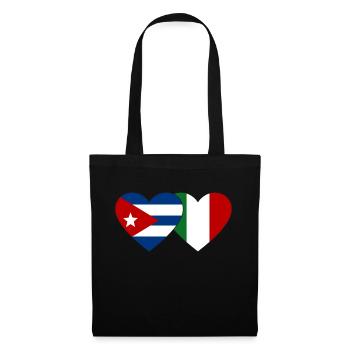 Cuba Italy Flag Heart - Tote Bag - black - Front