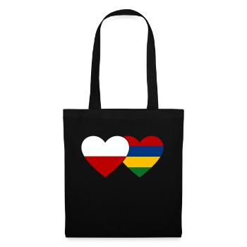 Poland Mauritius Flag Heart - Tote Bag - black - Front