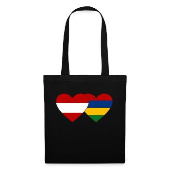 Austria Mauritius Flag Heart - Tote Bag - black - Front