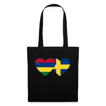 Mauritius Sweden Flag Heart - Tote Bag - black - Front