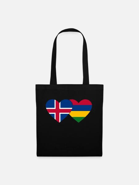 Island Mauritius Flagge Herz - Stoffbeutel - Schwarz
