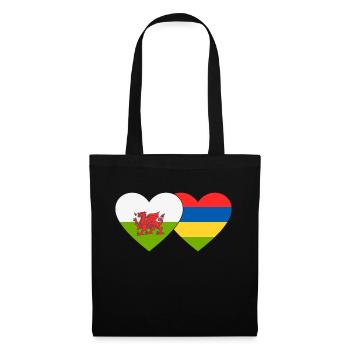 Wales Mauritius Flag Heart - Tote Bag - black - Front