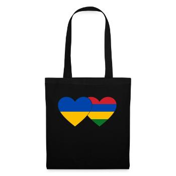 Ukraine Mauritius Flag Heart - Tote Bag - black - Front