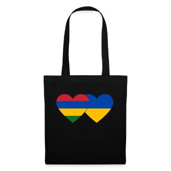 Mauritius Ukraine Flag Heart - Tote Bag - black - Front