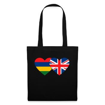 Mauritius England Flagge Herz - Stoffbeutel - Schwarz - Vorne