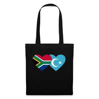 Südafrika Uiguren Flagge Herz - Stoffbeutel - Schwarz - Vorne