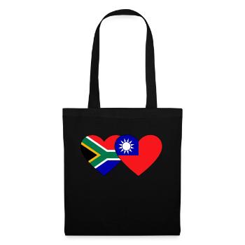 Südafrika Taiwan Flagge Herz - Stoffbeutel - Schwarz - Vorne