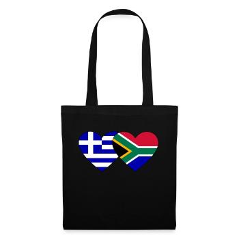 Griechenland Südafrika Flagge Herz - Stoffbeutel - Schwarz - Vorne