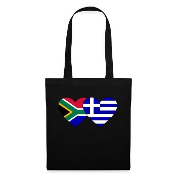 Südafrika Griechenland Flagge Herz - Stoffbeutel - Schwarz - Vorne