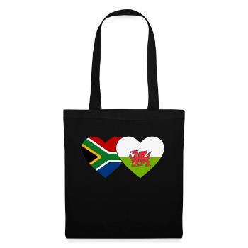 Afrique du Sud Pays de Galles Flag Heart - Sac en tissu - noir - Devant
