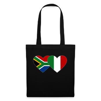 Afrique du Sud Italie Flag Heart - Sac en tissu - noir - Devant