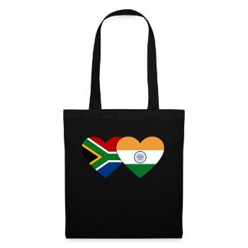Afrique du Sud Inde Flag Heart - Sac en tissu - noir - Devant