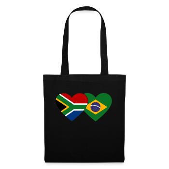 Afrique du Sud Brésil Flag Heart - Sac en tissu - noir - Devant