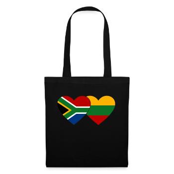 Südafrika Litauen Flagge Herz - Stoffbeutel - Schwarz - Vorne