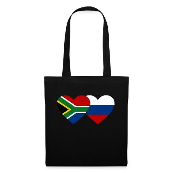 Südafrika Russland Flagge Herz - Stoffbeutel - Schwarz - Vorne