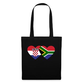 Kroatien Südafrika Flagge Herz - Stoffbeutel - Schwarz - Vorne